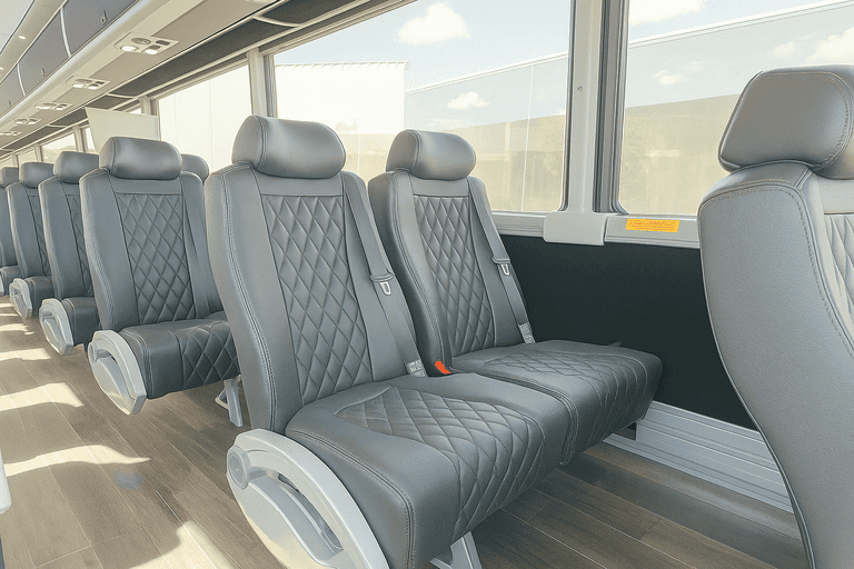 interior of Nashua Shuttle Bus Company charter bus